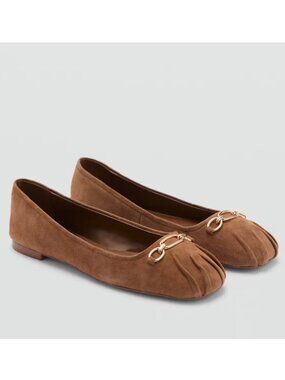 Mango Link Leather Ballerina Flats